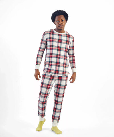 Checkered Christmas Pyjams In Off White