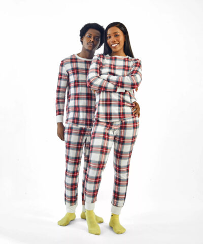 Checkered Christmas Pyjams In Off White