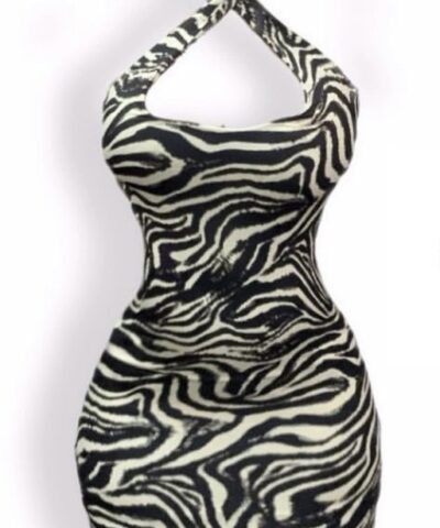 Zebra Print Halter neck Dress