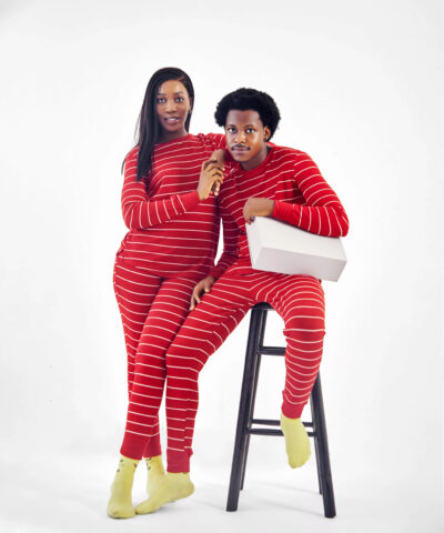 Stripe Christmas Pyjamas in Red