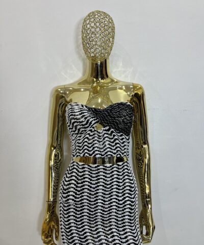 Boho Contrast Strapless Top with Mini skirt